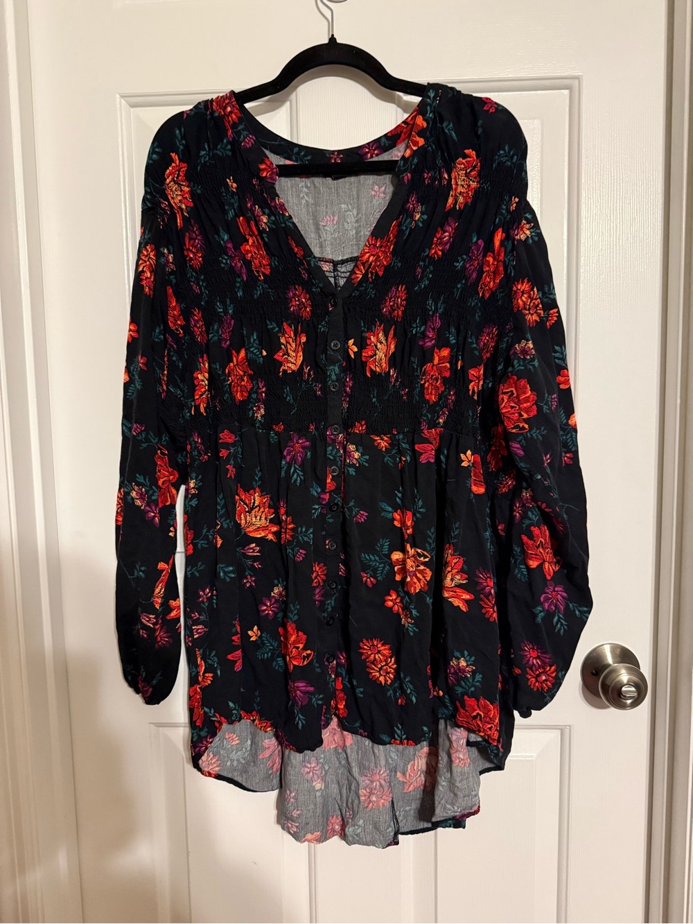 Torrid Floral Smocked Button Front High-Low Tunic Top Size 3 3X